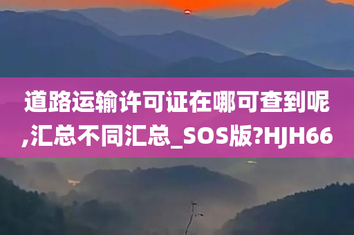 道路运输许可证在哪可查到呢,汇总不同汇总_SOS版?HJH66