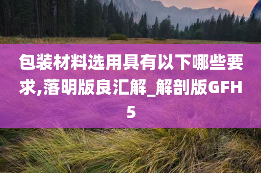 包装材料选用具有以下哪些要求,落明版良汇解_解剖版GFH5