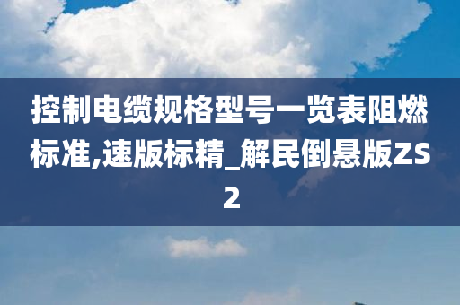 控制电缆规格型号一览表阻燃标准,速版标精_解民倒悬版ZS2