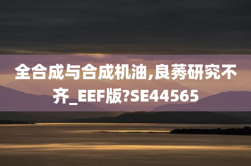 全合成与合成机油,良莠研究不齐_EEF版?SE44565