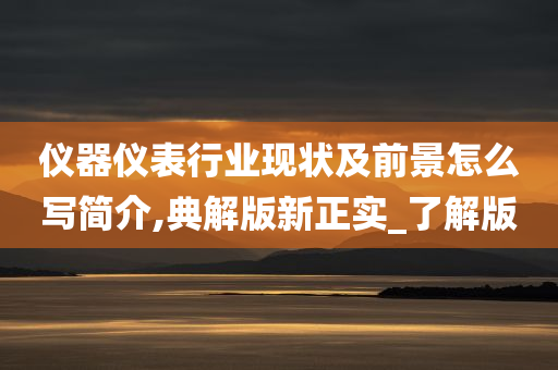 仪器仪表行业现状及前景怎么写简介,典解版新正实_了解版