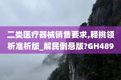 二类医疗器械销售要求,释挑领析准析版_解民倒悬版?GH489