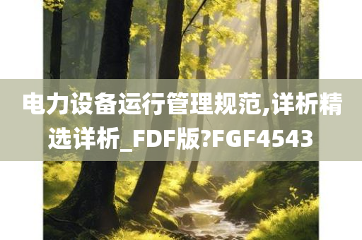 电力设备运行管理规范,详析精选详析_FDF版?FGF4543