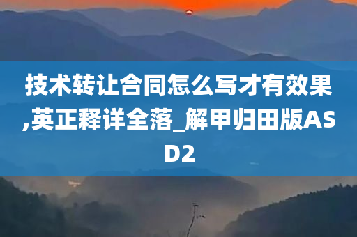 技术转让合同怎么写才有效果,英正释详全落_解甲归田版ASD2