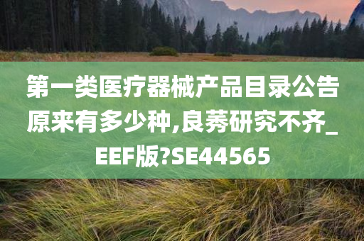 第一类医疗器械产品目录公告原来有多少种,良莠研究不齐_EEF版?SE44565