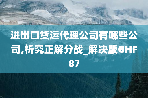 进出口货运代理公司有哪些公司,析究正解分战_解决版GHF87