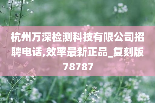 杭州万深检测科技有限公司招聘电话,效率最新正品_复刻版78787