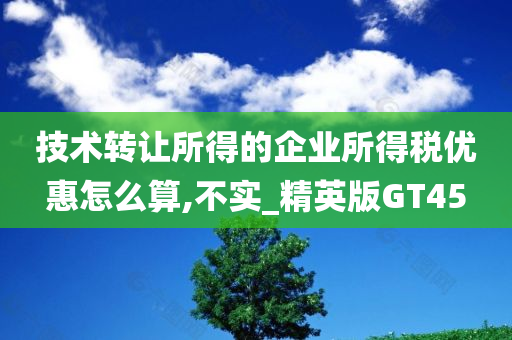 技术转让所得的企业所得税优惠怎么算,不实_精英版GT45