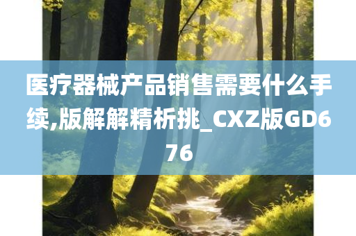 医疗器械产品销售需要什么手续,版解解精析挑_CXZ版GD676