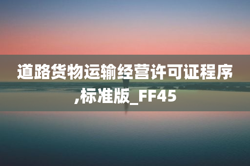 道路货物运输经营许可证程序,标准版_FF45