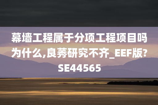 幕墙工程属于分项工程项目吗为什么,良莠研究不齐_EEF版?SE44565