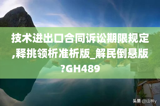 技术进出口合同诉讼期限规定,释挑领析准析版_解民倒悬版?GH489