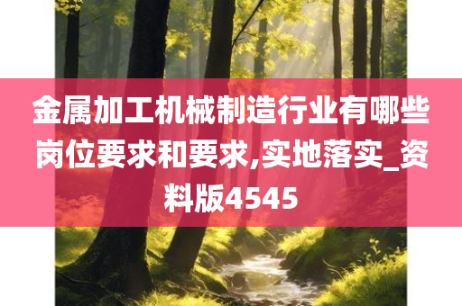 金属加工机械制造行业有哪些岗位要求和要求,实地落实_资料版4545