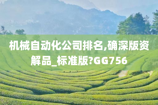 机械自动化公司排名,确深版资解品_标准版?GG756