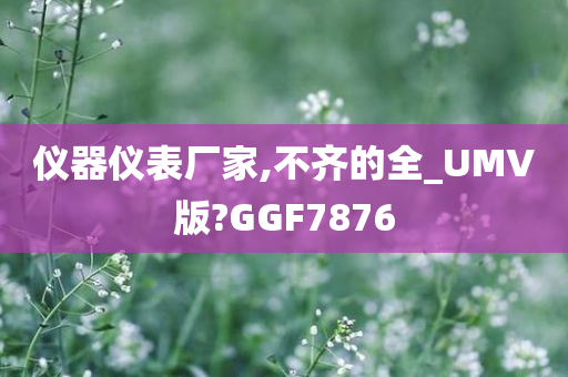 仪器仪表厂家,不齐的全_UMV版?GGF7876