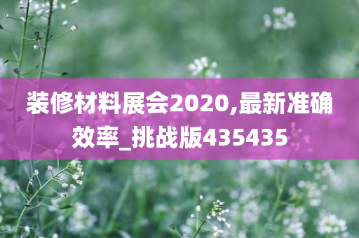 装修材料展会2020,最新准确效率_挑战版435435