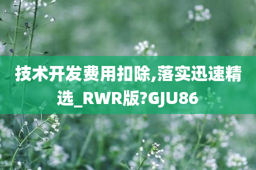 技术开发费用扣除,落实迅速精选_RWR版?GJU86