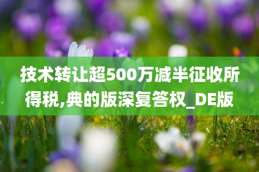 技术转让超500万减半征收所得税,典的版深复答权_DE版