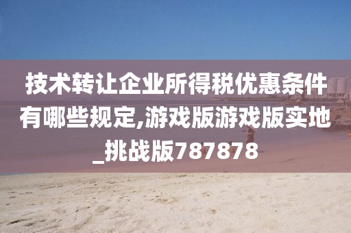 技术转让企业所得税优惠条件有哪些规定,游戏版游戏版实地_挑战版787878