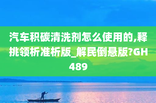 汽车积碳清洗剂怎么使用的,释挑领析准析版_解民倒悬版?GH489