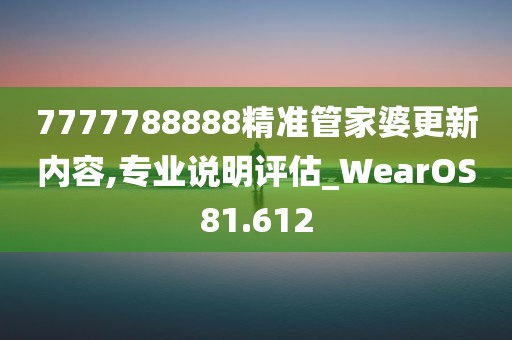 7777788888精准管家婆更新内容,专业说明评估_WearOS81.612