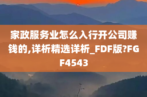 家政服务业怎么入行开公司赚钱的,详析精选详析_FDF版?FGF4543