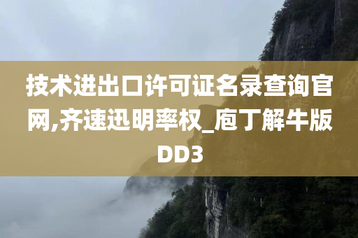 技术进出口许可证名录查询官网,齐速迅明率权_庖丁解牛版DD3