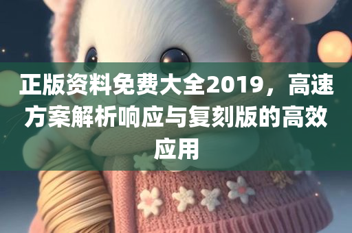 正版资料免费大全2019，高速方案解析响应与复刻版的高效应用