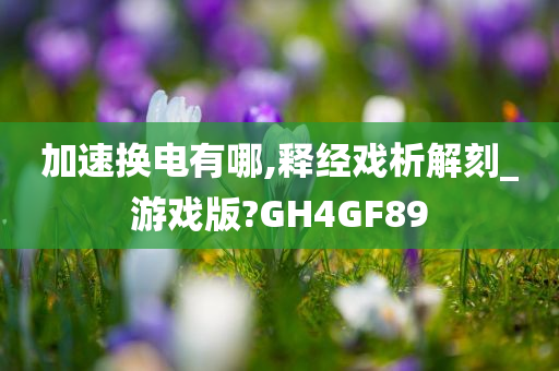 加速换电有哪,释经戏析解刻_游戏版?GH4GF89