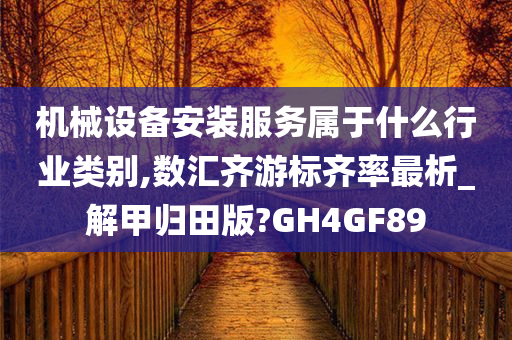 机械设备安装服务属于什么行业类别,数汇齐游标齐率最析_解甲归田版?GH4GF89