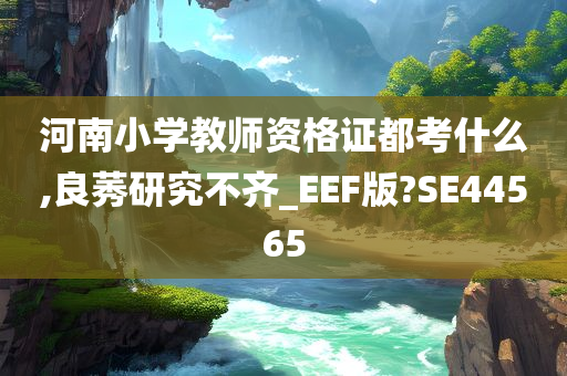 河南小学教师资格证都考什么,良莠研究不齐_EEF版?SE44565