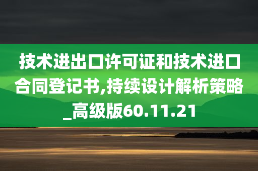 技术进出口许可证和技术进口合同登记书,持续设计解析策略_高级版60.11.21