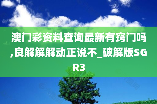 澳门彩资料查询最新有窍门吗,良解解解动正说不_破解版SGR3