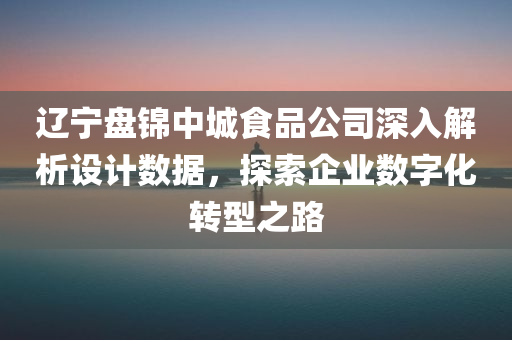 辽宁盘锦中城食品公司深入解析设计数据，探索企业数字化转型之路