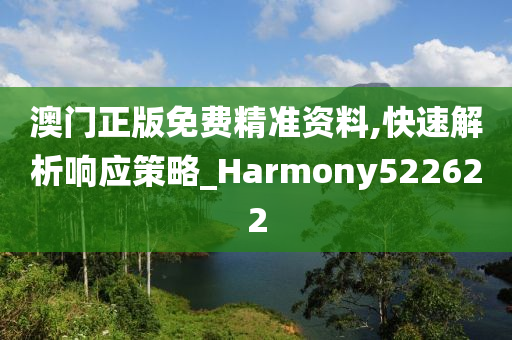 澳门正版免费精准资料,快速解析响应策略_Harmony522622