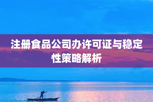 注册食品公司办许可证与稳定性策略解析