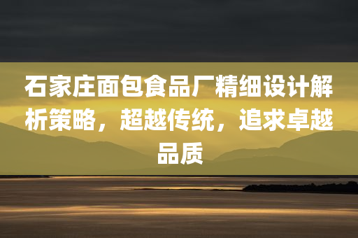 石家庄面包食品厂精细设计解析策略，超越传统，追求卓越品质