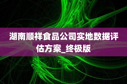 湖南顺祥食品公司实地数据评估方案_终极版