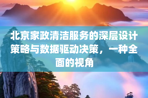 北京家政清洁服务的深层设计策略与数据驱动决策，一种全面的视角