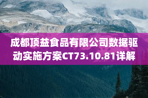 成都顶益食品有限公司数据驱动实施方案CT73.10.81详解