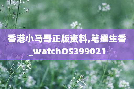 香港小马哥正版资料,笔墨生香_watchOS399021