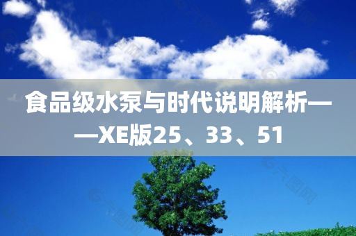 食品级水泵与时代说明解析——XE版25、33、51