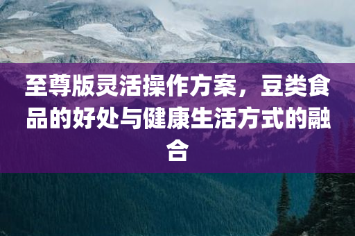 至尊版灵活操作方案，豆类食品的好处与健康生活方式的融合